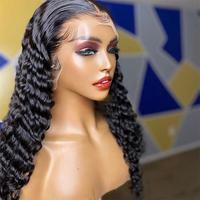 Perruque en cheveux humains indiens Remy Water Wave 13x6, sans colle, avec dentelle suisse, pré-épilée, boucles profondes et lâches, dentelle HD complète