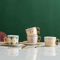 Ensemble tasse à café et soucoupe en céramique Angel Feathers, petit modèle, luxe européen, pour la maison