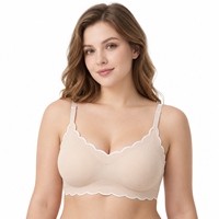 Soutien-gorge sans fil côtelé en nylon, sans couture, à bretelles élastiques réglables, avec bord ondulé, pour usage quotidien – Vente en gros usine