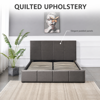 Modernes Quadratisches Gepolstertes Samtbett mit Hydraulischem Stauraum, Aufklappbare Unterbett-Aufbewahrung, Weicher Bettrahmen für Schlafzimmer