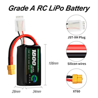Batterie LiPo Enerforce 6S 1800mAh 7.4V 45C RC avec connecteur T JST XT30 XT60 pour drone FPV et quadrirotor RC