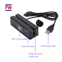 Lector de Tarjetas Magnéticas y RFID 2 en 1 FUWEI MSR98RF, Lector de Tarjetas sin Contacto NFC M1 MSR ISO14443-A Mifare de 13.56MHz