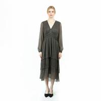 Robe Décontractée Bettergirl 2025, Mode Vintage Française, Col en V Sexy, Manches Corne à Perles Lourdes, Taille Empire