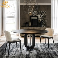 Ensemble de salle à manger en bois massif de frêne de style nordique avec table arrondie pour maison moderne, hôtel et villa, mobilier de salle à manger 10 places