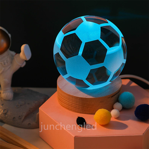 Customized <strong>Luminous</strong> Stars Planets <strong>Moons</strong> Different Patterns Crystal Ball Projection Atmosphere Wood Base Night Lights - Product Image 5