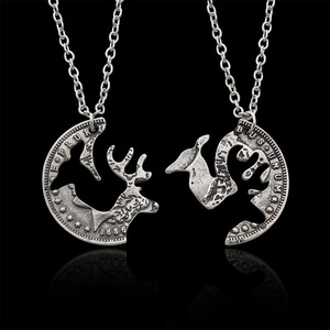 Meilleur ami <span class=keywords><strong>potins</strong></span> pendentif 2 pièces ensemble plaqué rhodium Couple collier bijoux de mode cadeau pour hommes femmes célébrant l'amitié - Product Image 2