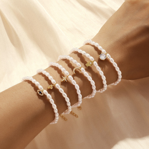 CANNER Simple Bohemian S925 Sterling <b>Silver</b> Millet Pearl Octagonal Star Moon Eye Zircon Small <b>Charms</b> Pearl <b>Bracelets</b> - Product Image 2