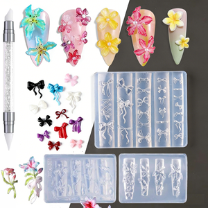 Molde de Silicona para Arte de <span class=keywords><strong>Uñas</strong></span> de Verano con Conchas Marinas y Estrellas de Mar de Océano y Playa, Molde de Lazo y Cinta, Accesorios para Arte de <span class=keywords><strong>Uñas</strong></span> DIY, Molde de <span class=keywords><strong>Flor</strong></span> y Mariposa - Product Image 1