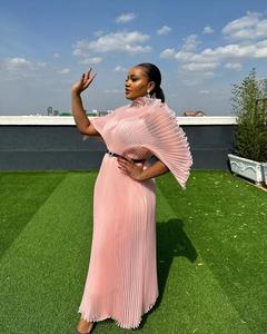 Nouvelle <span class=keywords><strong>Robe</strong></span> Longue Plissée Élégante <span class=keywords><strong>pour</strong></span> Femme Été, <span class=keywords><strong>Grande</strong></span> <span class=keywords><strong>Taille</strong></span> Décontractée <span class=keywords><strong>pour</strong></span> Fête, en Mousseline <span class=keywords><strong>de</strong></span> Soie Couleur Unie Hautement Durable - Product Image 3