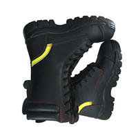 Bottes de pompier en cuir Ayonsafety de haute qualité avec bande réfléchissante, bottes de sécurité pour hommes, imperméables