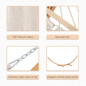 <span class=keywords><strong>Hamaca</strong></span> para exteriores con soporte, marco de <span class=keywords><strong>madera</strong></span> extra grande y resistente, <span class=keywords><strong>hamaca</strong></span> para balcón al aire libre - Product Image 5