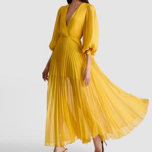 Nouvelle Robe de Soirée Formelle Élégante en Mousseline de Soie à Manches Longues et Col en V Profond, Personnalisable avec Logo du Fabricant - Product Image 1