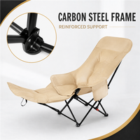 Chaise lune pliante moderne d'extérieur avec cadre métallique large anti-basculement et dossier réglable en 4 positions pour le camping