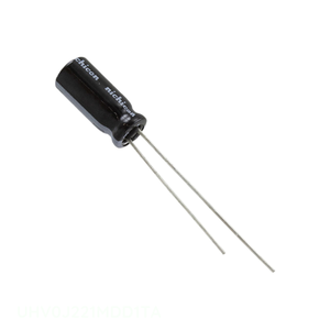 Condensateur traversant (TH) original CAP ALUM 220µF 20% 6.3V RADIAL UHV0J221MDD1TA 220 µF - Product Image 1