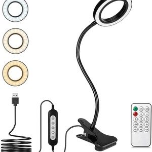 EGH Indoor Lighting Desk Lamps 120mm 3 Colors USB Clip Circle Portable Desk Table <b>Light</b> With <b>Remote</b> - Product Image 1