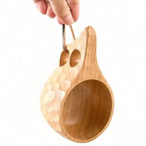 Taza Kuksa de Madera Estilo Japonés Hecha a Mano con Agarraderas de 2 Orificios, Ecológica, 250ml/150ml, para Café, Té, Leche, Ideal para Camping y Bushcraft - Product Image 2