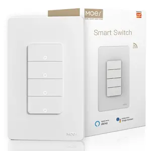 MOES Tuya Wifi Smart Light Switch US Push Button Wall Switch Work Alexa Google Home Neutral Wire/No Neutral Wire Required