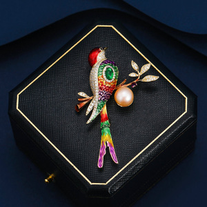Broche haut <span class=keywords><strong>de</strong></span> gamme en alliage, style chinois, émail, motif pie-grièche, accessoire <span class=keywords><strong>de</strong></span> corsage, épingle pour cheongsam, cadeau <span class=keywords><strong>de</strong></span> fiançailles et <span class=keywords><strong>de</strong></span> mariage, nouvelle perle - Product Image 3