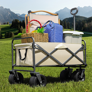 Carrello pieghevole per esterni carrello portatile pieghevole Utility con ruote grandi materiale Oxford 100x80x60cm per il campeggio - Product Image 3