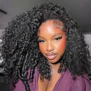 3 Human Hair Bundles Made <strong>Half</strong> <strong>Wig</strong> Burmese Curly Glueless Wear Go <strong>Half</strong> <strong>Wig</strong> With Elastic Drawstring Seamless Flip Over <strong>Wig</strong> - Product Image 2