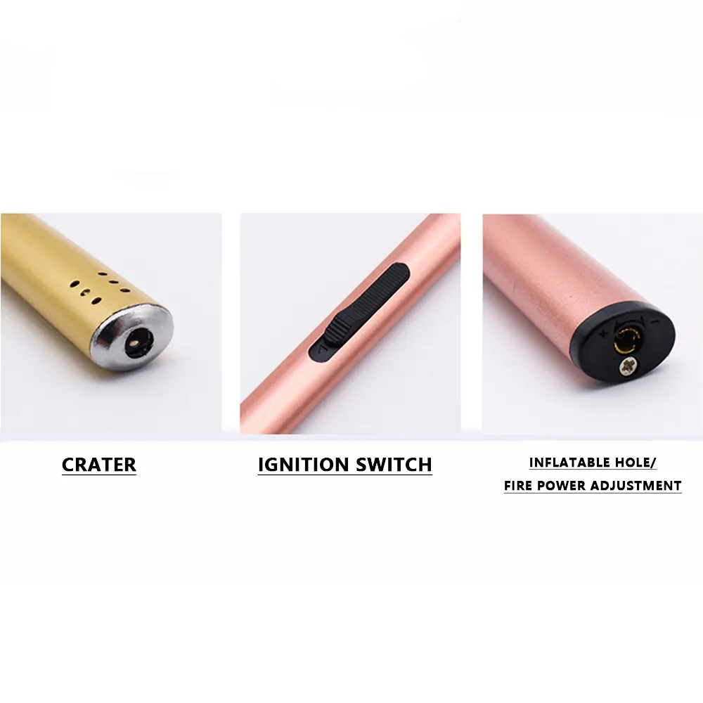 Isqueiro de velas personalizado em ouro rosado, acendedor de velas personalizado multifuncional, bateria seca e multifuncional, isqueiro elétrico