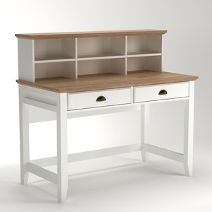 โต๊ะเขียนหนังสือลายไม้สีขาวคลาสสิกพร้อมที่เก็บของสำหรับโฮมออฟฟิศ - Product Image 1