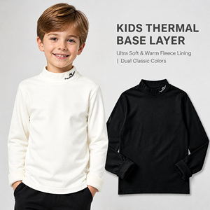 Lot de 2 sous-vêtements thermiques Dralon à <span class=keywords><strong>col</strong></span> montant pour garçons, style basique noir et blanc, sous-vêtement à manches longues pour enfants, doux pour la peau, pour l'hiver - Product Image 5