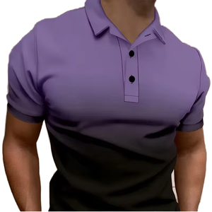 Chemise en jersey à manches courtes pour homme, imprimé, poche sur le devant, logo, séchage rapide, col contrasté, été, décontracté, streetwear, haut tendance - Product Image 1