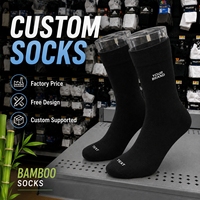 Chaussettes mi-mollet en maille pour hommes, style business décontracté, en fibre de bambou douce, avec logo personnalisé, chaussettes de bureau en bambou