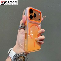 Coque de téléphone tendance dégradée mate en TPU souple, antichoc magnétique et translucide pour iPhone 12-15 16 17
