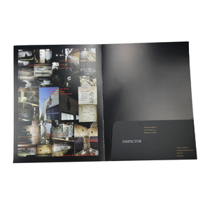 Carpeta de archivos de papel <span class=keywords><strong>A4</strong></span> de presentación de papel de tarjeta negra de impresión personalizada de doble cara con ranura para tarjeta de visita - Product Image 2