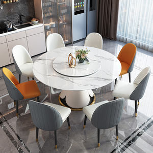 Muebles de Comedor Modernos al por Mayor, Mesas de Comedor Redondas Extensibles de Piedra Sinterizada con Plato Giratorio para Proyectos de Villas de Lujo. - Product Image 5