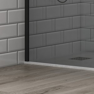 Kamalu moderna cabina doccia da 90 cm senza cornice profilo nero e vetro fumé ABS per bagno di casa KS2800NF - Product Image 5