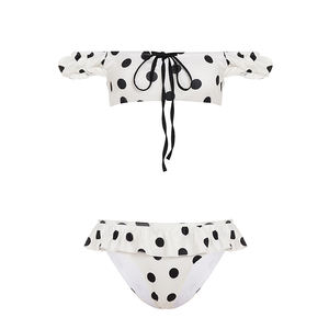ชุดบิกินี่ลายจุด Y2K แบบสั้นเหนือเข่า ชุดว่ายน้ำทรงสามเหลี่ยมผูกเองสำหรับผู้หญิง เซ็กซี่ น่ารัก ชุดว่ายน้ำสองชิ้น สไตล์เรโทร ชุดชายหาด - Product Image 6