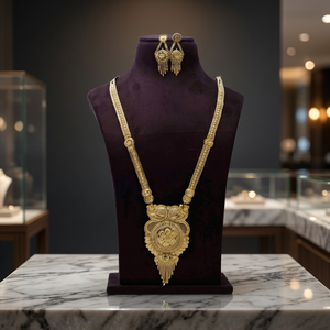 Wholesale 14K 18K 24K Gold Plated Brass Fashion Jewelry With Traditional Floral Design <b>Long</b> <b>Necklaces</b> Set - Product Image 3