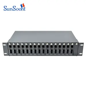 Preço de fábrica 19 polegadas 2U 14 slots Fiber Media Converter chassis Rack Plug-in Optic Transceivers Media Converter Chassis