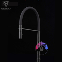 Keran Air Panas dan Dingin Modern Warna Hitam Matte dengan Corong Silikon untuk Wastafel Dapur