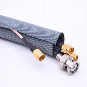 Gray Self-Closing Open Textile Braided Wire Harness Sheathed Hose Cable Covering Tube