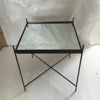 Plateau miroir carré noir, style moderne, avec bout latéral, table basse, design KD