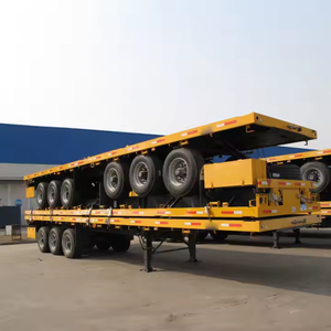 Semi-remorque à plateau plat à 3 essieux, remorque logistique de 40 pieds pour le transport de conteneurs et de ciment en sacs, de riz, de tôles d'acier, de cuivre, de carreaux - Product Image 4