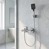 Ensemble de douche mural moderne en laiton poli de haute qualité, double fonction, avec robinet de baignoire en céramique, jet doux pour villa et appartement