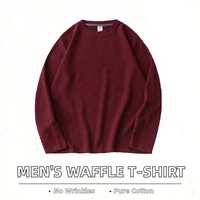 T-shirt décontracté pour homme en coton 100% de haute qualité, tricoté teint en fil, à manches longues, couleur unie, coupe ample, écologique, anti-boulochage et infroissable