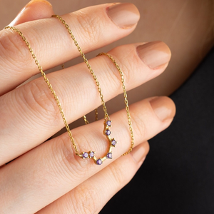 Nuevo diseño Premium Birthstone collar <span class=keywords><strong>de</strong></span> constelaciones del zodiaco 18K chapado en oro <span class=keywords><strong>de</strong></span> acero inoxidable collar del zodiaco joyería astrología - Product Image 4
