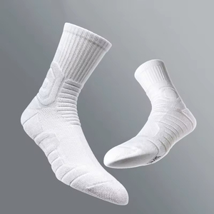 Custom Logo Eco-Friendly Breathable Sport <b>Socks</b> with Terry Cushion for Basketball & Daily Use-<b>Polyester</b>/Cotton Crew <b>Socks</b> - Product Image 1