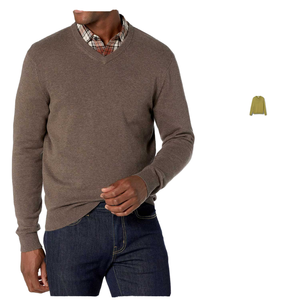 Pull en cachemire et laine de haute qualité pour homme, col rond, tricot gaufré, couleur unie avec logo, collection hiver, vente en gros usine - Product Image 1