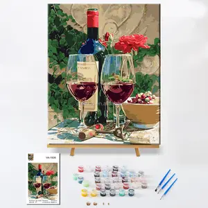 Paintido still life di vino rosso di vetro VA-1936 pittura ad olio di diy da numero di pittura digitale di diy senza telaio