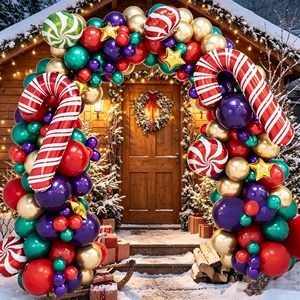 Hot Sale Multi Color Christmas Candy Cane <b>Balloon</b> <b>Arch</b> Set Decoration Lollipop Star Outdoor Xmas Backdrop Ornaments - Product Image 1