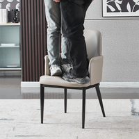 Chaise de salle à manger en cuir blanc, style lounge, moderne et minimaliste, pour cuisine et salle à manger