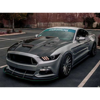 Nouveau capot moteur perforé en fibre de carbone Mustang pour conversion/mise à niveau avec ajustement universel en noir