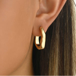 Authentic Irregular <strong>U</strong> <strong>Shaped</strong> Geometric Hoop S Secure Closure European American Style Versatile Circle Jewelry Natura <strong>Earrings</strong> - Product Image 6